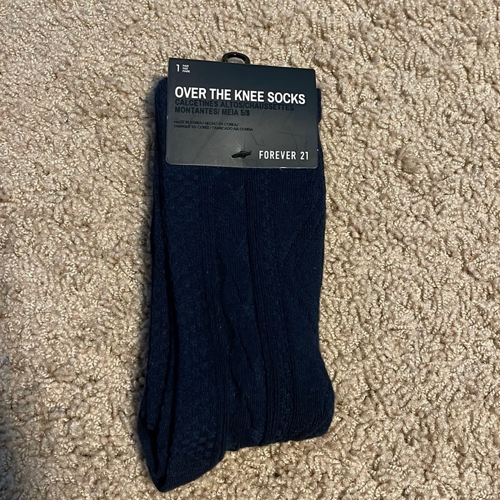 NWT Over the Knee socks in Deep Navy
